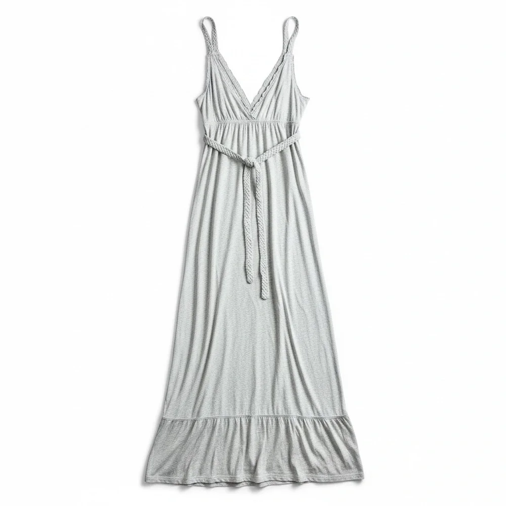 Y2K vintage Abercrombie & Fitch Gray lined Maxi Dress Cottagecore prairie scandi